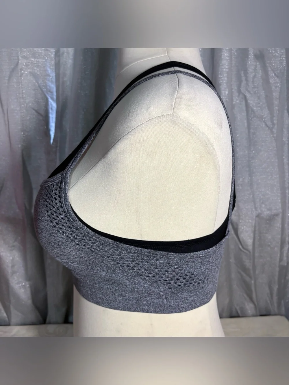 Athletic Works Gray and Black Front-Zip double layer  Sports Bra